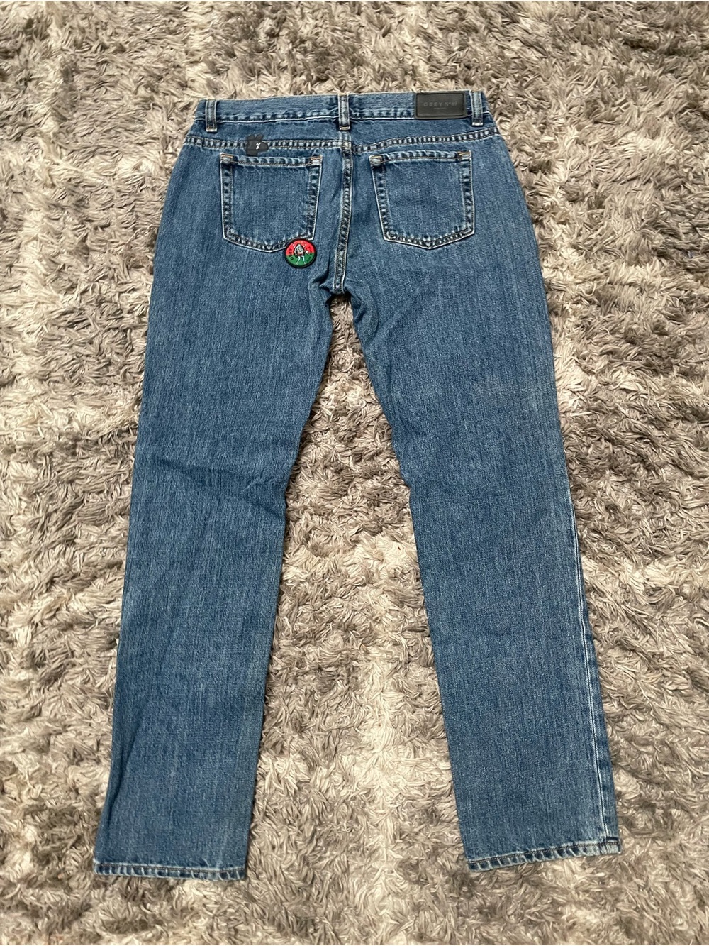 Obey No.89 The Nemesis Low Rise Relaxed Fit Tapered Leg Patched Distressed Jea - Picture 5 of 9